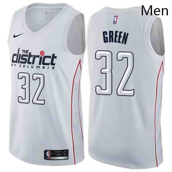 Mens Nike Washington Wizards 32 Jeff Green Swingman White NBA Jersey City Edition